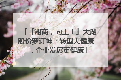 「湘商，向上！」大湖股份罗订坤：转型大健康，企业发展更健康