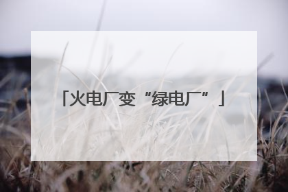 火电厂变“绿电厂”