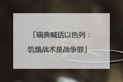 瑞典喊话以色列：饥饿战术是战争罪