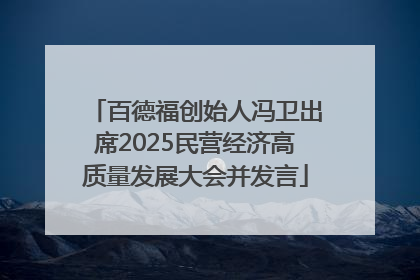百德福创始人冯卫出席2025民营经济高质量发展大会并发言
