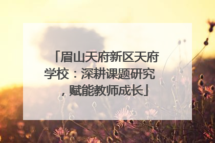 眉山天府新区天府学校：深耕课题研究，赋能教师成长
