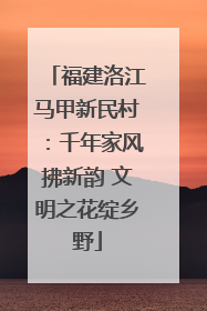福建洛江马甲新民村：千年家风拂新韵 文明之花绽乡野