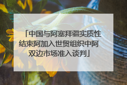 中国与阿塞拜疆实质性结束阿加入世贸组织中阿双边市场准入谈判