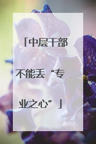中层干部不能丢“专业之心”