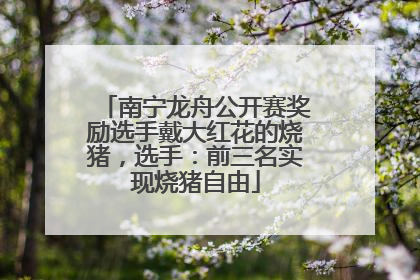 南宁龙舟公开赛奖励选手戴大红花的烧猪，选手：前三名实现烧猪自由