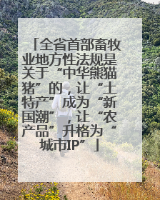 全省首部畜牧业地方性法规是关于“中华熊猫猪”的，让“土特产”成为“新国潮”，让“农产品”升格为“城市IP”