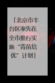 北京市丰台区率先在全市推行实施“青苗培优”计划