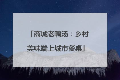 商城老鸭汤：乡村美味端上城市餐桌