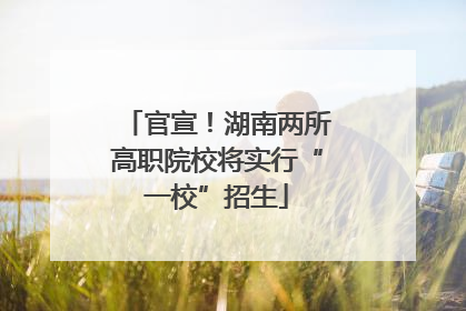 官宣！湖南两所高职院校将实行“一校”招生