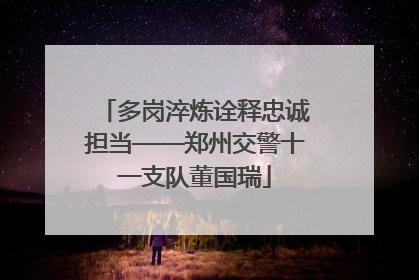 多岗淬炼诠释忠诚担当——郑州交警十一支队董国瑞