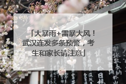 大暴雨+雷暴大风！武汉连发多条预警，考生和家长请注意