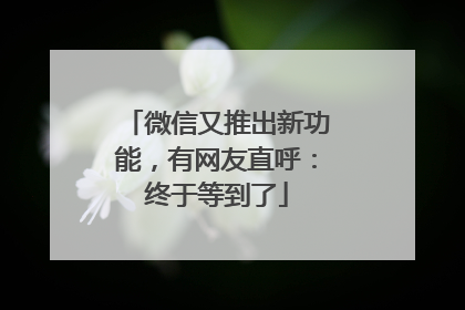 微信又推出新功能，有网友直呼：终于等到了