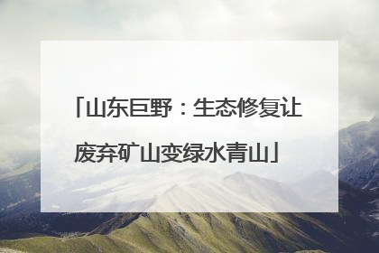山东巨野：生态修复让废弃矿山变绿水青山