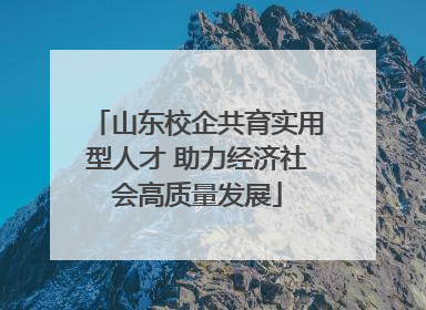 山东校企共育实用型人才 助力经济社会高质量发展
