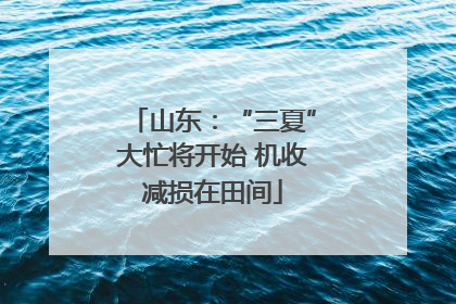 山东：“三夏”大忙将开始 机收减损在田间