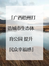 广西梧州打造城市生态体育公园 提升民众幸福感
