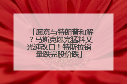 愿意与特朗普和解？马斯克爆完猛料又光速改口！特斯拉销量跌完股价跌
