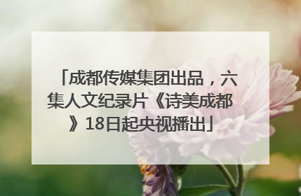 成都传媒集团出品，六集人文纪录片《诗美成都》18日起央视播出