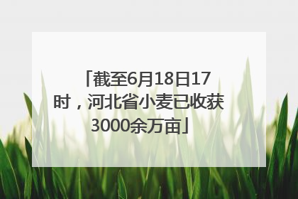 截至6月18日17时，河北省小麦已收获3000余万亩