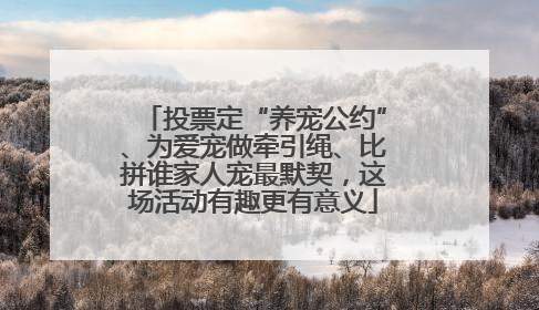 投票定“养宠公约”、为爱宠做牵引绳、比拼谁家人宠最默契，这场活动有趣更有意义