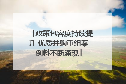 政策包容度持续提升 优质并购重组案例料不断涌现