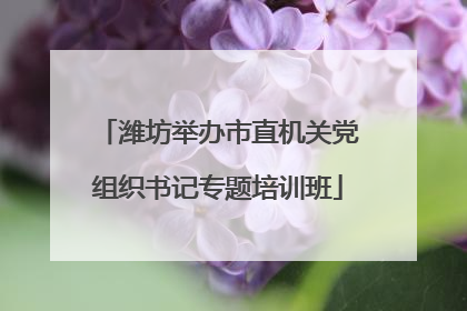 潍坊举办市直机关党组织书记专题培训班