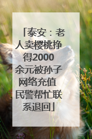 泰安：老人卖樱桃挣得2000余元被孙子网络充值 民警帮忙联系退回