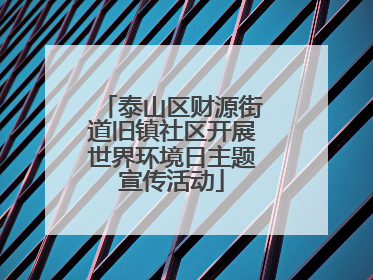 泰山区财源街道旧镇社区开展世界环境日主题宣传活动