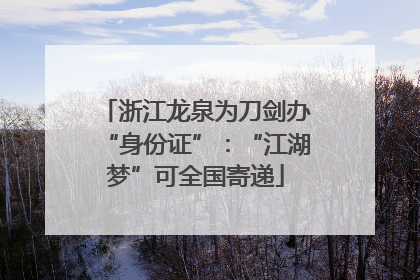 浙江龙泉为刀剑办“身份证”：“江湖梦”可全国寄递