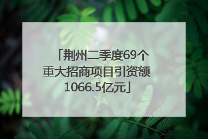 荆州二季度69个重大招商项目引资额1066.5亿元