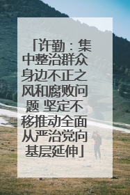 许勤：集中整治群众身边不正之风和腐败问题 坚定不移推动全面从严治党向基层延伸