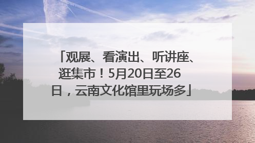 观展、看演出、听讲座、逛集市！5月20日至26日，云南文化馆里玩场多