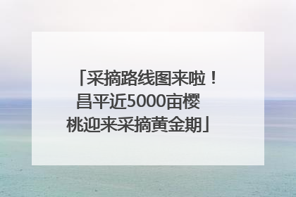 采摘路线图来啦！昌平近5000亩樱桃迎来采摘黄金期