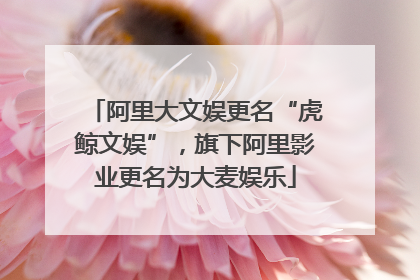 阿里大文娱更名“虎鲸文娱”，旗下阿里影业更名为大麦娱乐