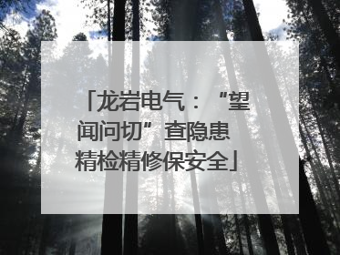 龙岩电气：“望闻问切”查隐患 精检精修保安全