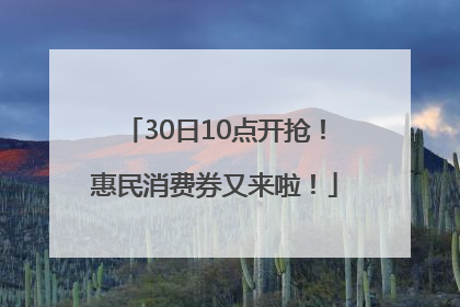30日10点开抢！惠民消费券又来啦！
